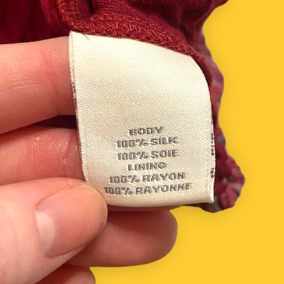 Ella Moss Anthropologie Silk Red Abstract Off the Shoulder Crop Top Size Small - Picture 5 of 6